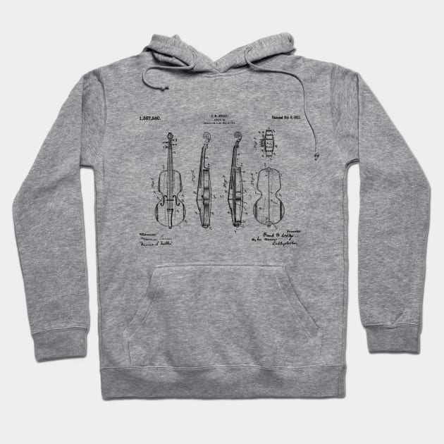 Horizontal Violin Patent Black Hoodie by Luve